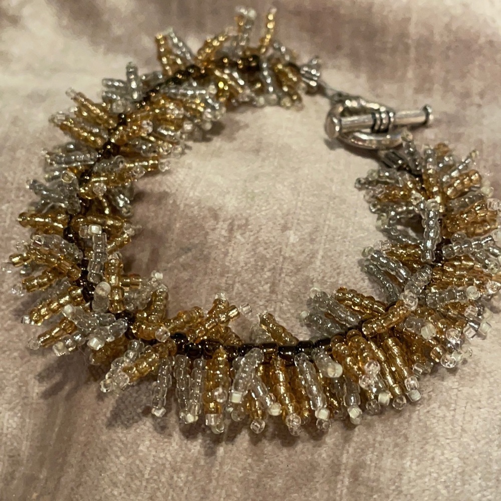 Fringe Beaded Toggle Clasp Bracelet
